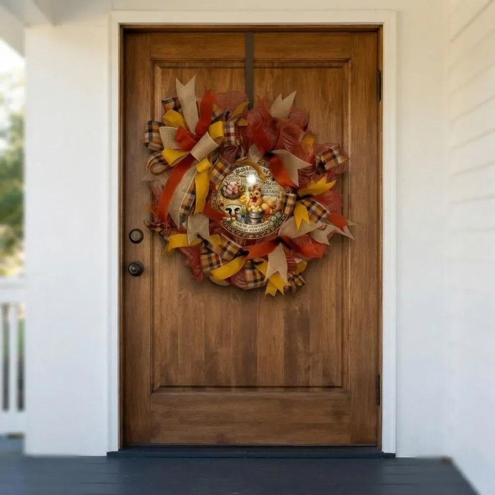 Farm Animal Autumn Wreath | Rustic Country Farmhouse Decor | Fall Harvest Door